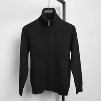 Cardigan de Luxe à Col Montant pour Homme, Vêtement Polyvalent, Simple, Fermeture Éclair, Solide, Document, Chaud, à la Mode, d'Hiver 6