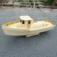 Inland River Tugboat Wooden Kit Small Wooden Boat Handmade Assembly Boat Model Toy 1
