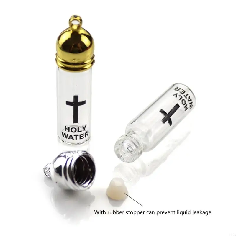 Bottle Elegant Holy Water Glass Container Featurings Silver/Gold Color Lid For Spiritual Ritual Collectors holy water bottle