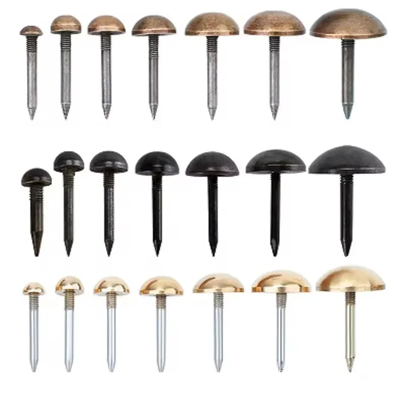 10Pcs Round Head Upholstery Nails Brass Tacks 7size for Furniture Cabinet Wood Shutter Barn Door Sofa Bed Jewelry Box Decoration