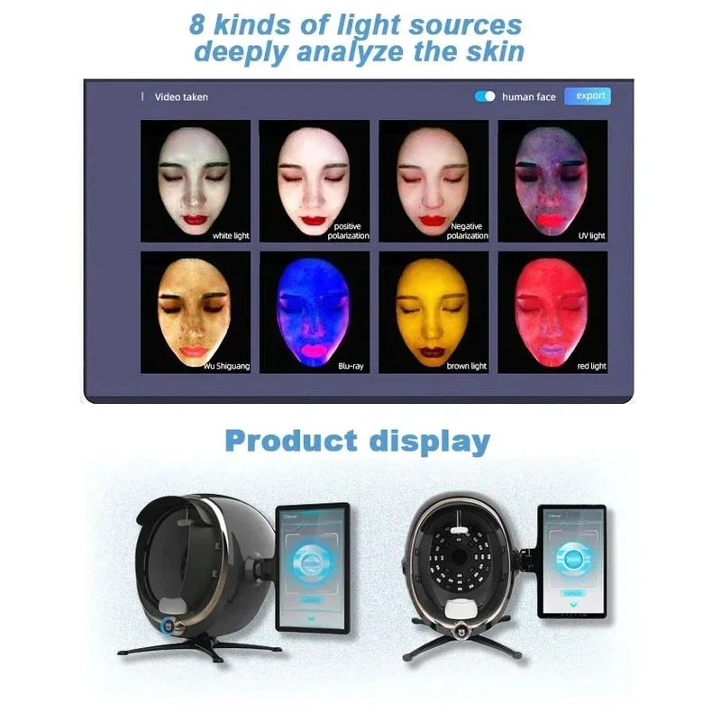 3D Skin Scanner Facial Analyzer Monitor Machine Portable Detector Face Camera Test Analysis
