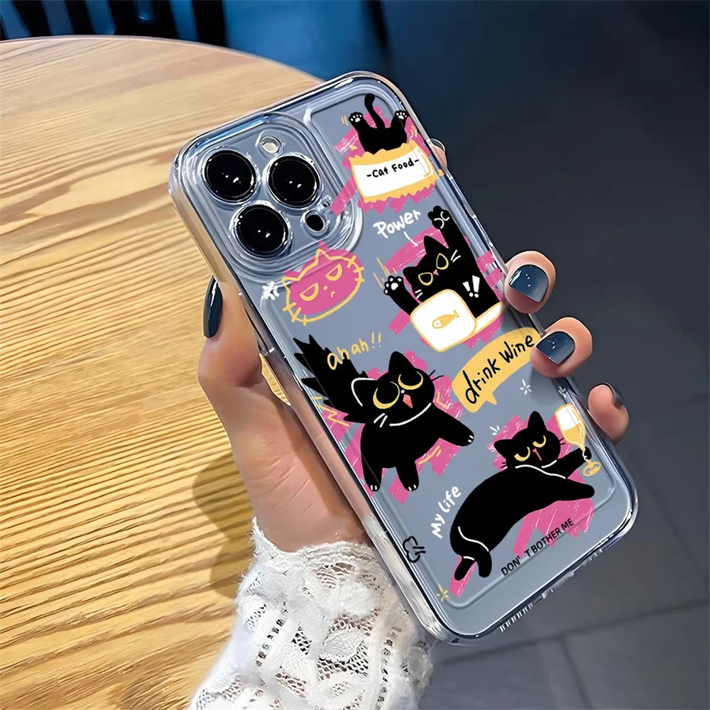 Transparent Soft Cover with Cute Cat Design - Fun Phone Case