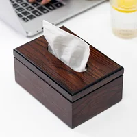 Dark Brown Walnut Wooden Tissue Paper Storage Dispenser Box, Multi Purpose Wood Cover Holder 1