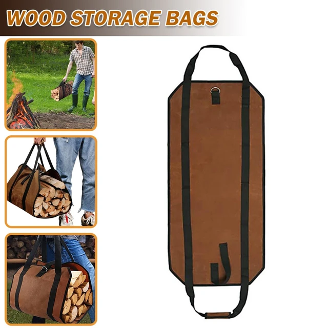 1pc Bolsa De Transporte De Leña, Bolsas De Lona Para Acampar Al Aire Libre,  Bolsa De Registro De Lona Portátil Y Duradera, Para Chimeneas De Leña, Acc