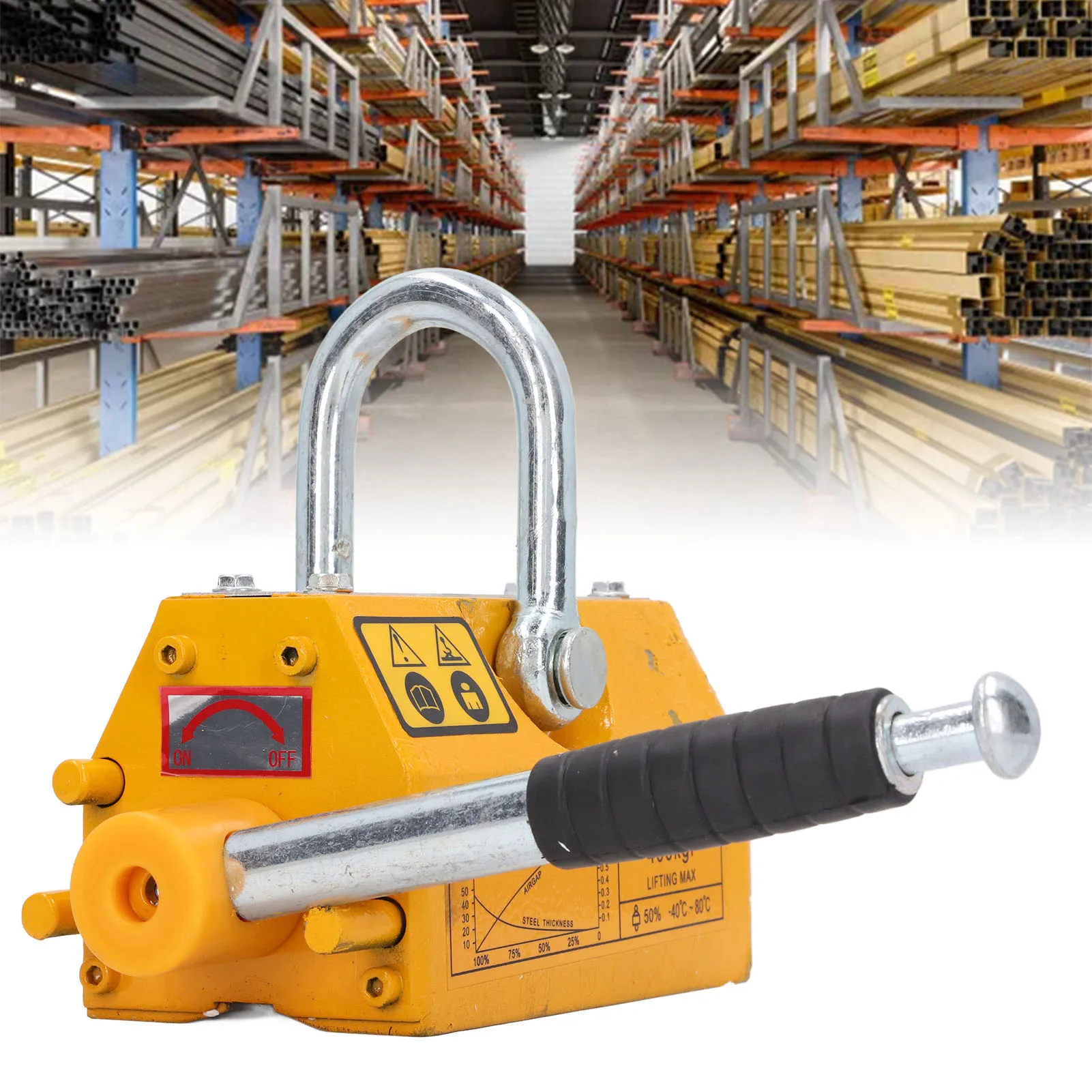 Permanent Lift Magnet 400KG Magnetic Lifter with Safety Anti Collision Handle for Factory Dock Warehouse