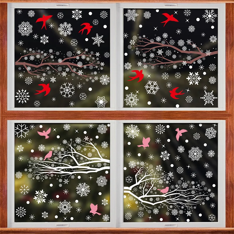 Christmas Winter Snowflake Stickers Santa Claus Xmas Tree Elk Window Glass Stickers Electrostatic Decor Happy New Year Window Stickers Christmas Stickers