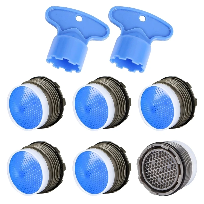 

6 Pcs Sink Faucet Aerator Replacement Inserts with Removal Wrench Tool Tap Aerators Water Saving Flows Restrictors