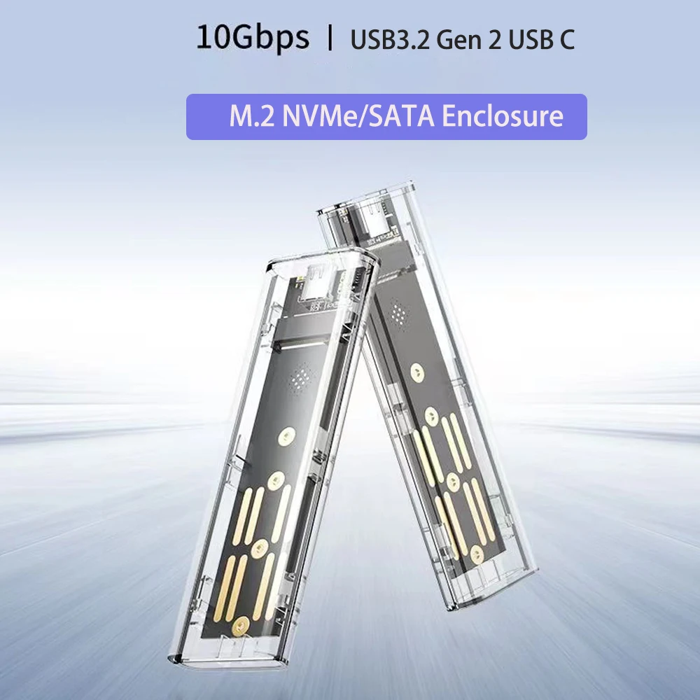 M2 SSD 케이스 인클로저 NVMe SATA NGFF M.2 SSD 박스 어댑터 외장형 하드 드라이브 M/B+M 키 M.2 SSD RTL9210B/9210용 USB 3.1 10Gbps