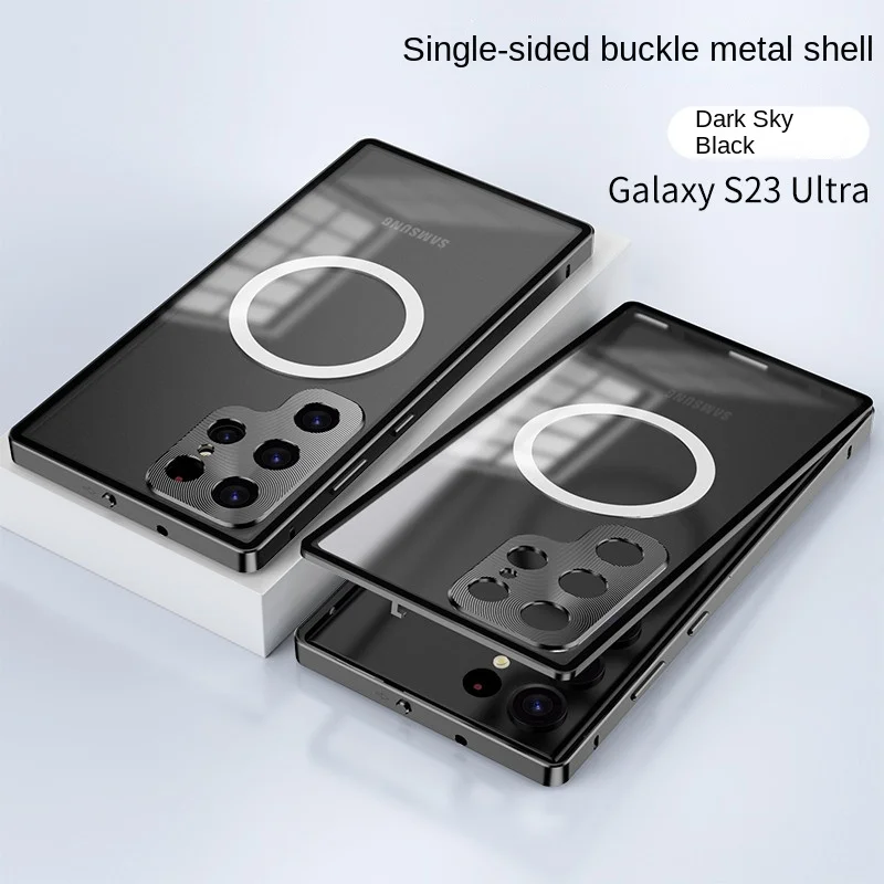 

Магнитный металлический бампер с задней прозрачной матовой жесткой крышкой для Magsafe, чехол для Samsung S23 Ultra, S23 Ultra, _ S918B, противоударный чехол
