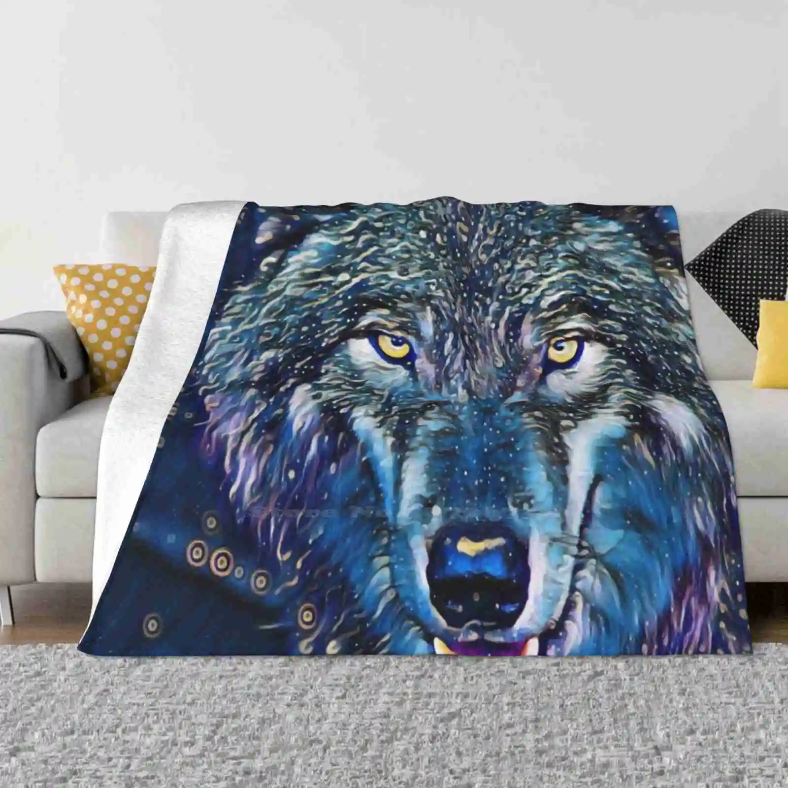 

Magic Wolf At Night Super Warm Soft Blankets Throw On Sofa/Bed/Travel Magic Wolf Artistic Wolf Night Wolf Wolf At Night Mystery