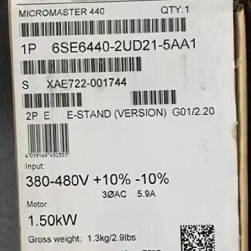 

NEW 6SE6440-2UD21-5AA1 MICROMASTER 440 without Filter 3AC380-480V+10/-10% 47-63Hz 6SE6 440-2UD21-5AA1