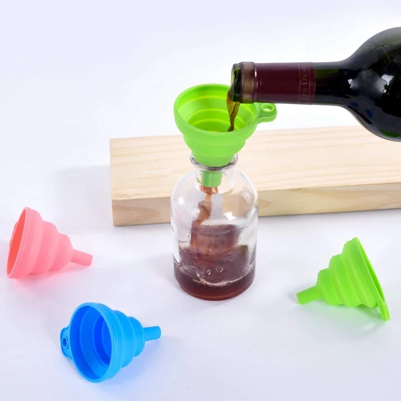 Silicone Folding Funnel Multifunctional Portable Mini Kitchen Retractable Oil Leak Household Liquid Dispenser Kitchen Utensils