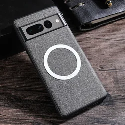 Premium Fabric Cloth Shockproof Case with Wireless Charging for Google Pixel - Magnet for Magsafe Compatibility (GRAY)
