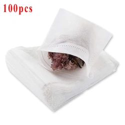 100 - Pack Disposable Non - Woven Tea Filter Bags with Drawstring for Loose Leaf Tea and Spices (A)