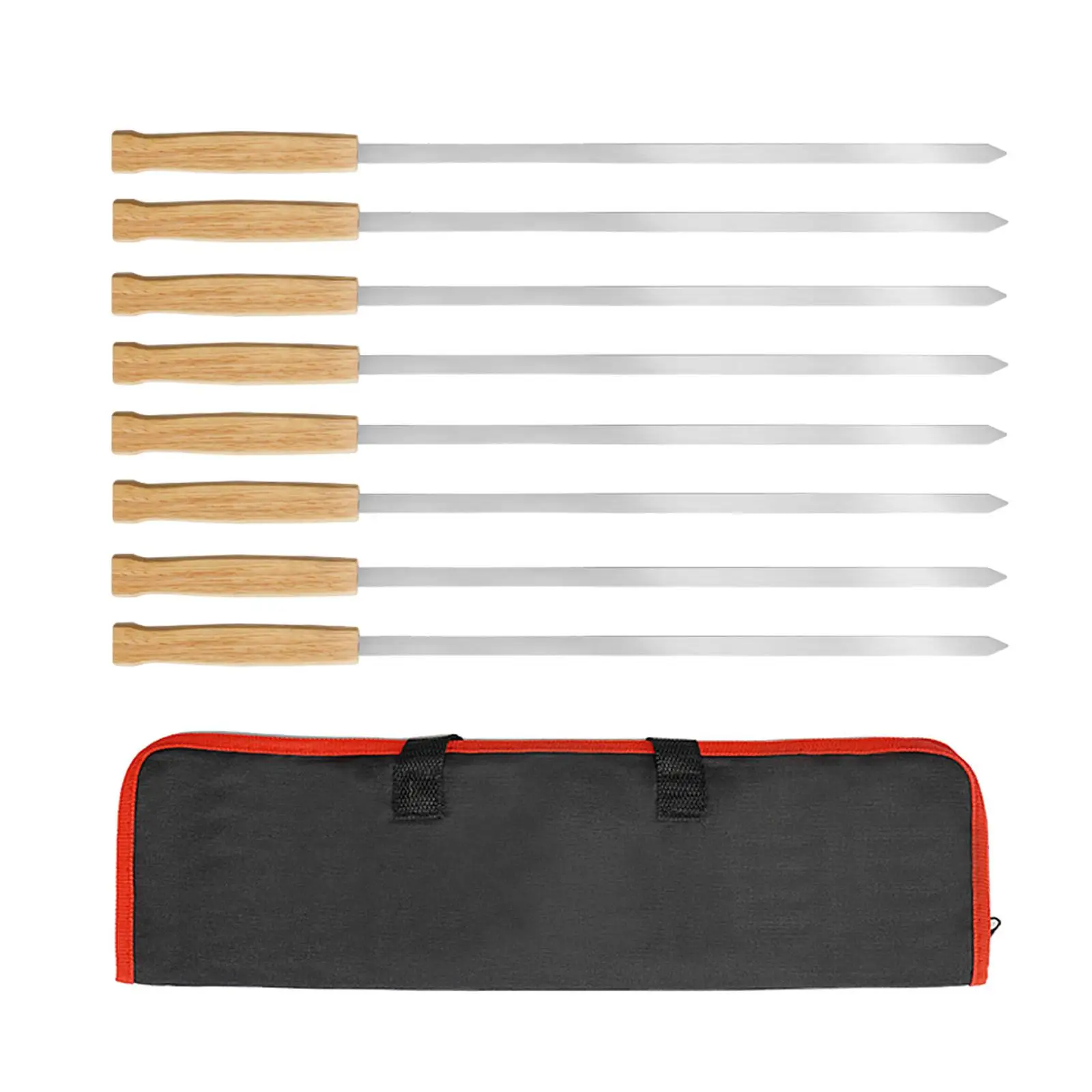 8 Pieces Flat Long Shish Kebab Skewers Outdoor Cooking Metal Skewers for Grilling for Prawn Seafood BBQ Grilling Chicken