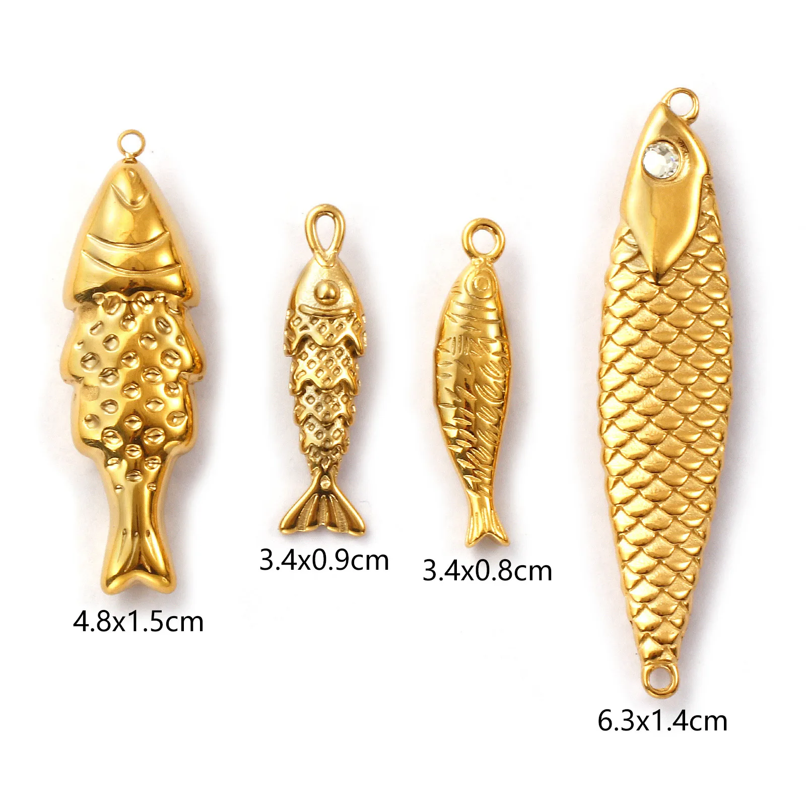 1 Stück 304 Edelstahl Ozean Schmuck Charms 18 Karat vergoldet Fisch Tier 3D Anhänger für DIY Halskette Schmuckherstellung – Detail 1