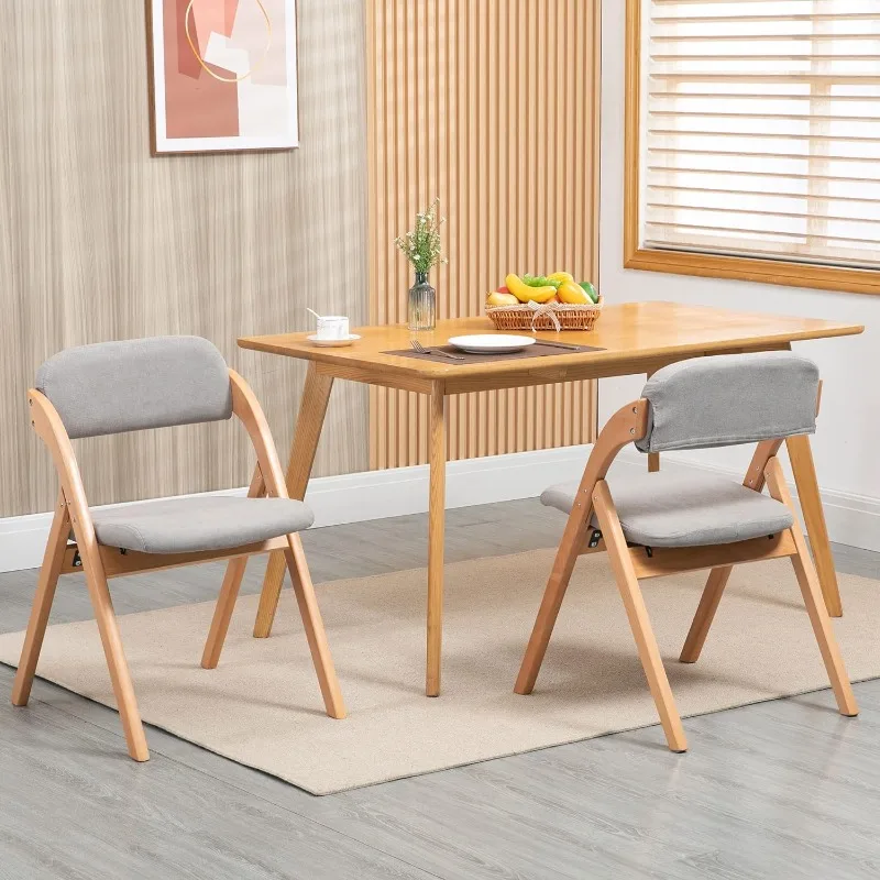 Cushion Padded Folding Chiars 4 Pack-Wooden Folding Dining Chairs