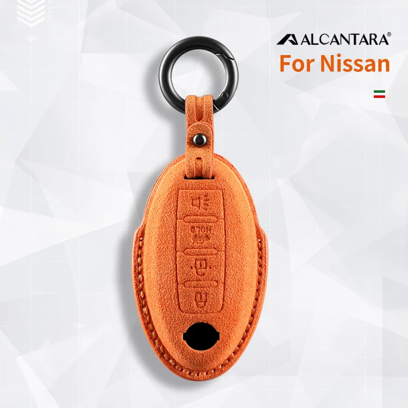 

For Nissan Sentra Leaf Rogue Sunny Versa Patrol X-Trail Alcantara Car Key Case Shell Keychain