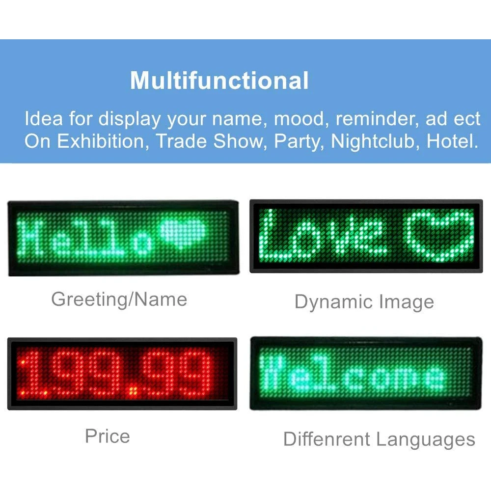 Upgrade Bluetooth Led Name Badge Diy Programmable Scrolling Message Board Led  Name Tag Sign Module Rechargeable Digital Display - Advertising Lights -  AliExpress