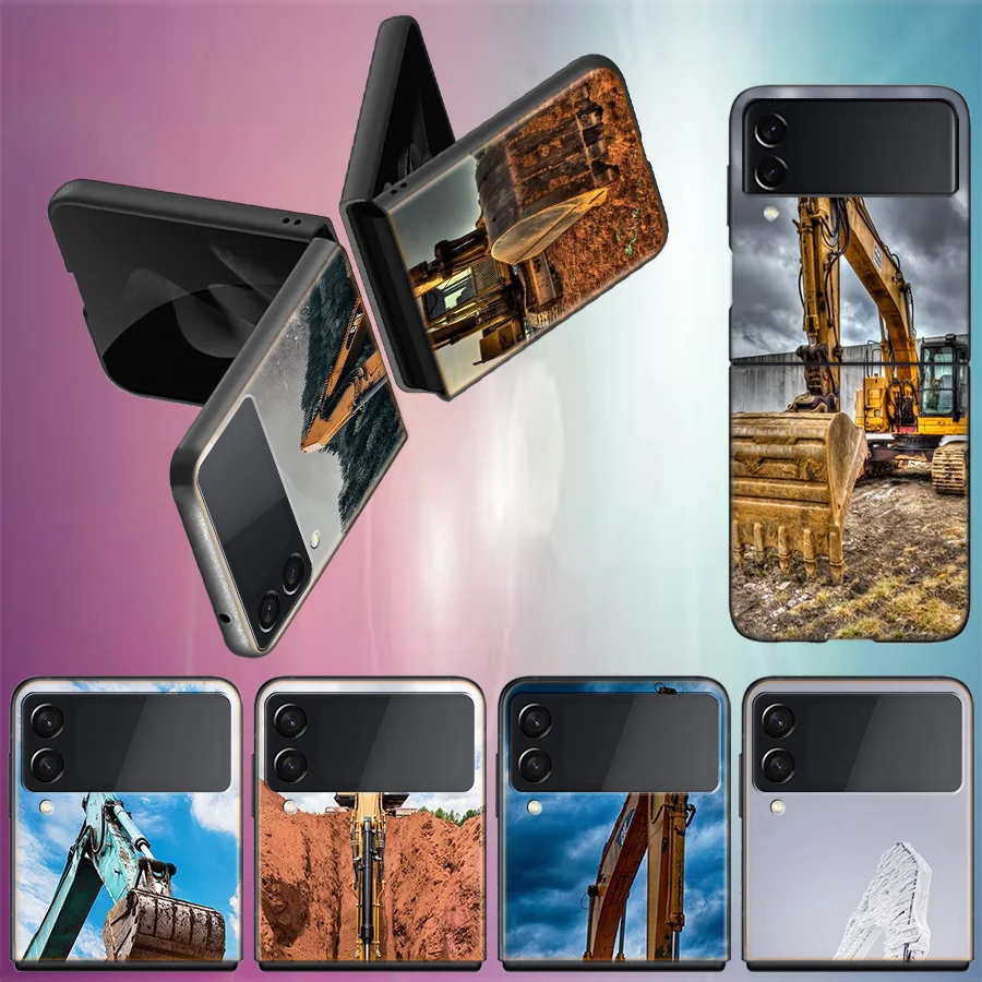 Escavatore Macchinario Bulldozer Uomo Per Samsung Galaxy Z Flip 5 4 3 Custodia Rigida Antiurto Per Telefono Z Flip 5 5G Z Flip 5 4 5