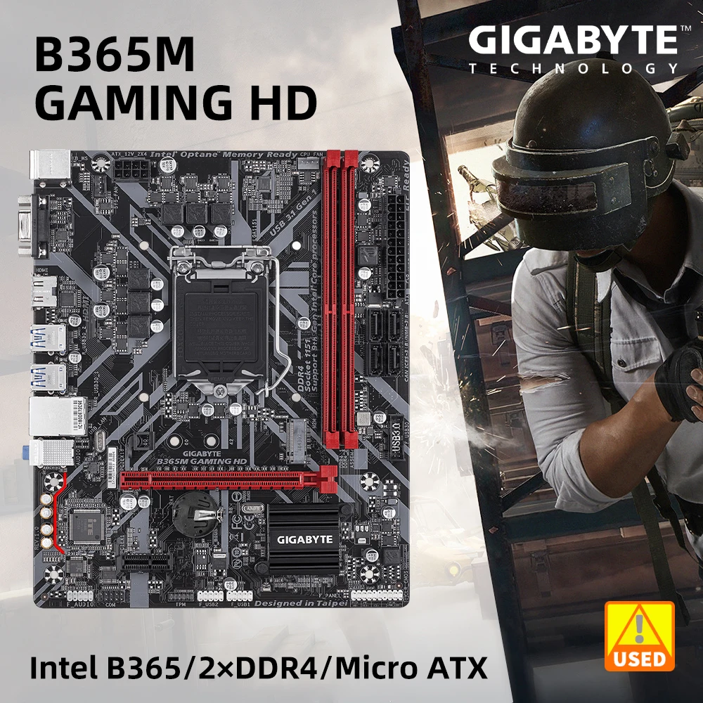 

GIGABYTE B365M GAMING HD Intel B365 LGA 1151 2xDDR4 DIMM 32 GB PCI-E3.0 1xM-2 SATA3 USB 3,1 HDMI VGA Micro ATX материнская плата