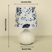 Lampe de bureau créative minimaliste USB pour chambre à coucher, équipée d'un abat-jour en tissu floral, adaptée à la lecture, chambre à coucher, salon 6