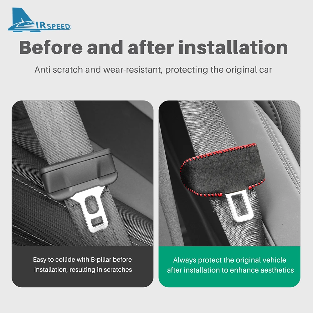 Suede Seat Belt Buckle Protector Covers - Premium Car Accessories