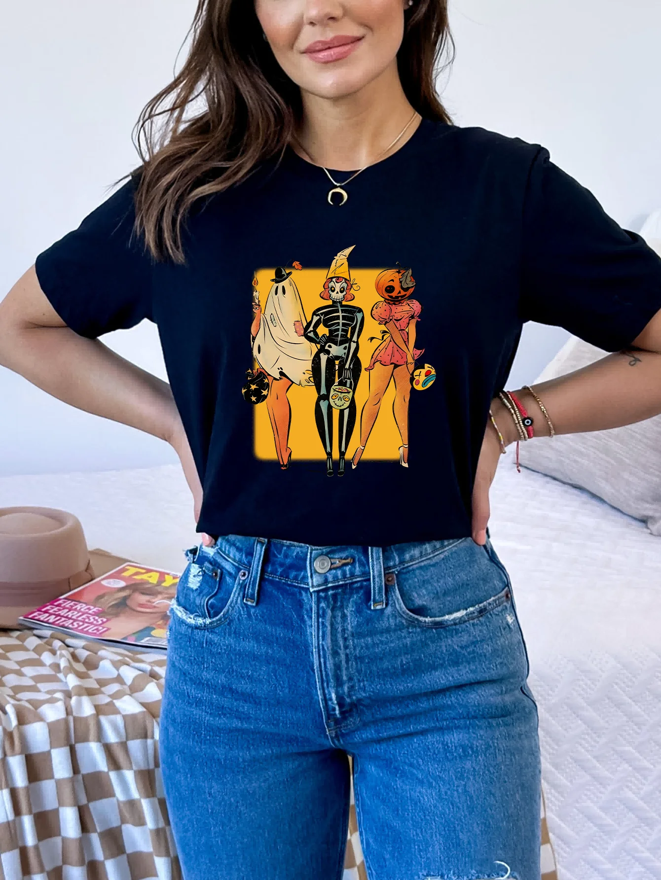 

Colorful Letter Print Crew Neck T-shirt, Casual Short Sleeve Top For Spring & Summer, Women's Clothing
