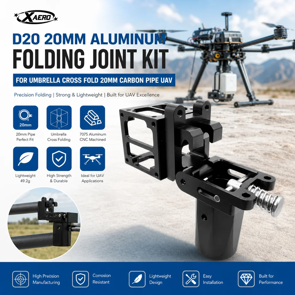 XAERO D20 20mm Aluminium-Klappgelenk-Kit für Regenschirm-Kreuzfaltung 20mm Carbonrohr UAV