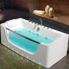 Minimalist Freestanding Clear Glass Whirlpool Bathtub Bathroom 2 Person Water Jet Rectangular Bathtub 1