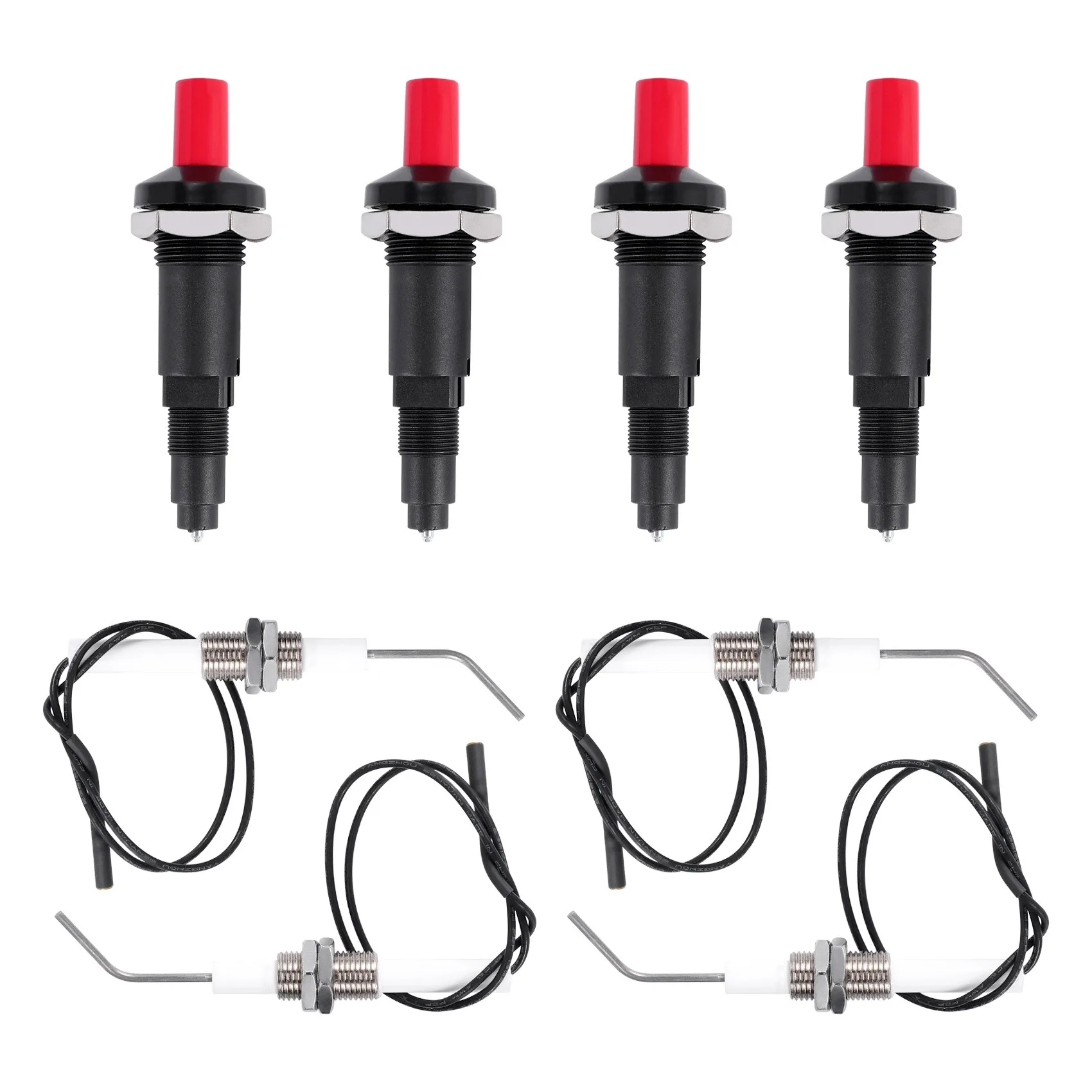 4 Pieces Propane Push Type Piezo Igniter Kit with Threaded Ceramic