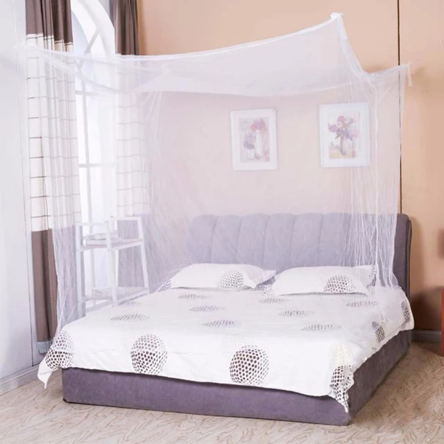 Moustiquaire auvent blanc à quatre coins, carré Portable, empêche le contrôle des insectes, moustiquaire pour chambre à coucher, moustiquaire pour dormir 1