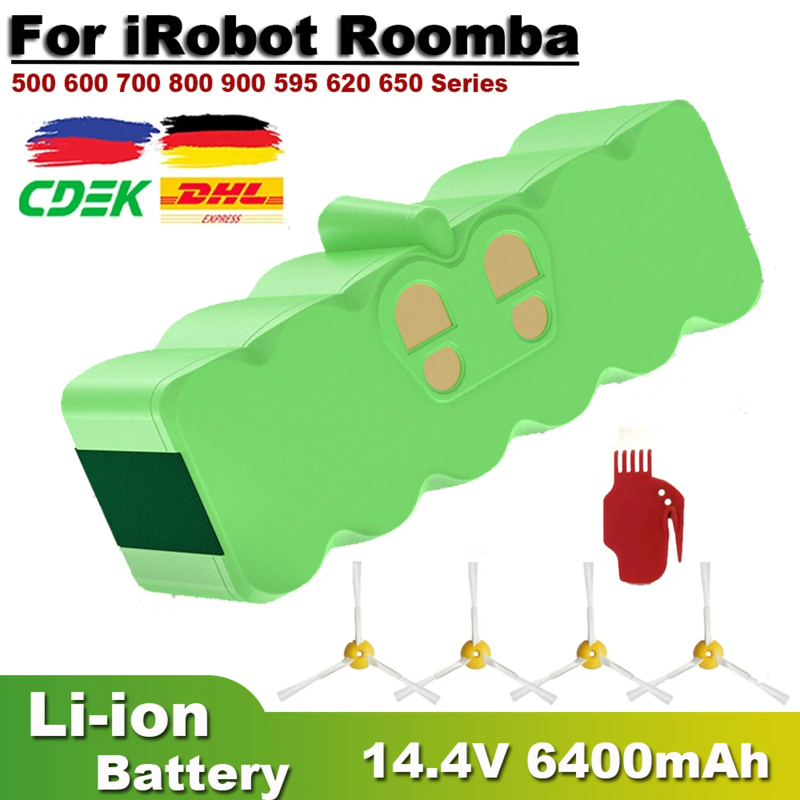 Per Batteria Roomba Li-Ion 14.4V 6400Mah Aspirapolvere Batteria Per Irobot Roomba 500 600 700 800 900 595 620 650 780 Batterie