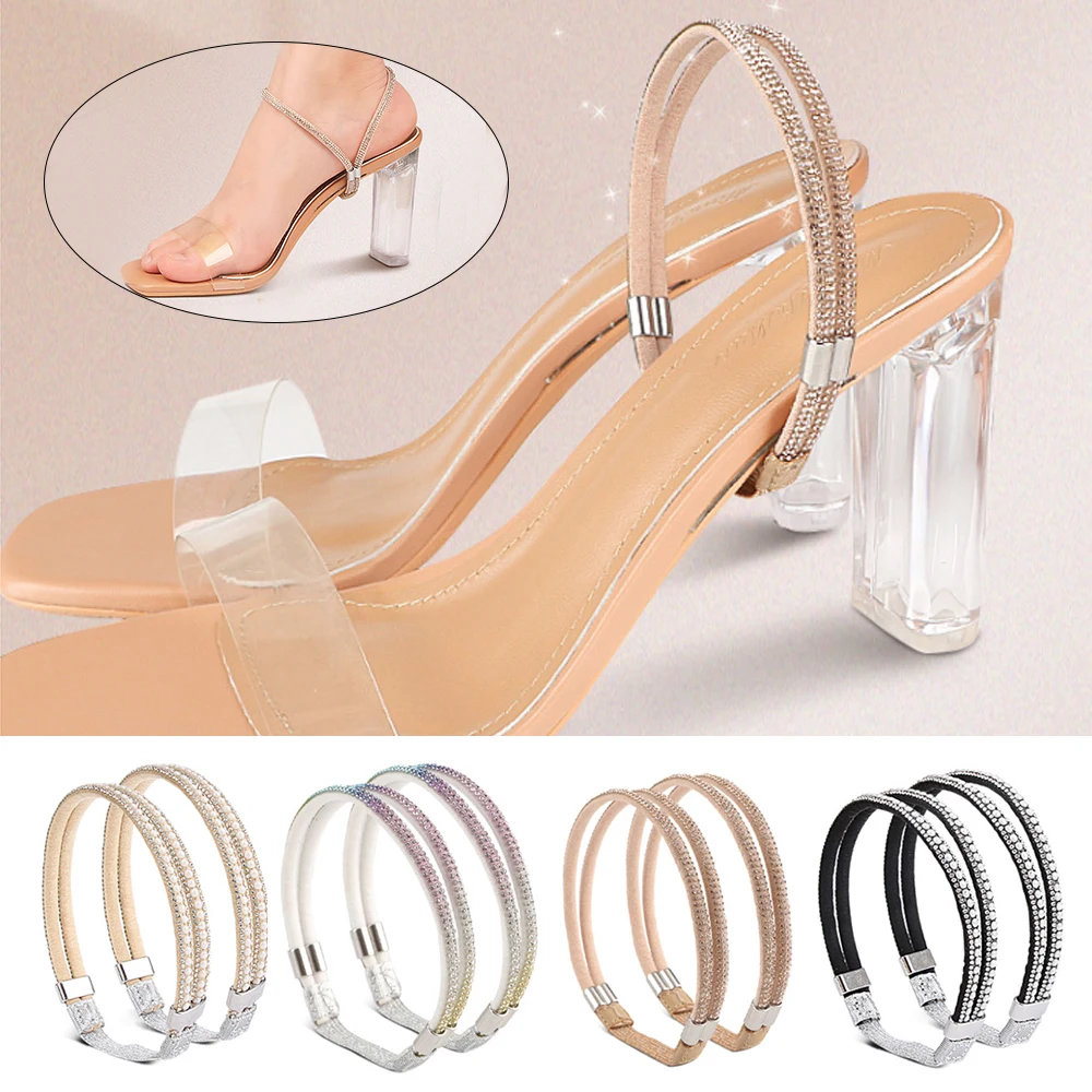 Rhinestone Fixing High Heels Shoes Band Anti-loose Women Diamond Shoelaces Anti-drop Heel Straps Belt Drill Elastic Fixing Belts