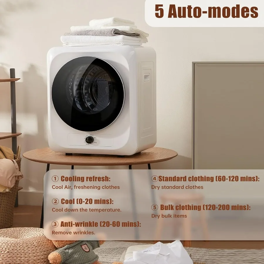 10Lbs Portable Dryer 110V Compact Electric Clothes Dryer for Home Laundry Apartment RV Living with 5 Drying Modes Front Load De