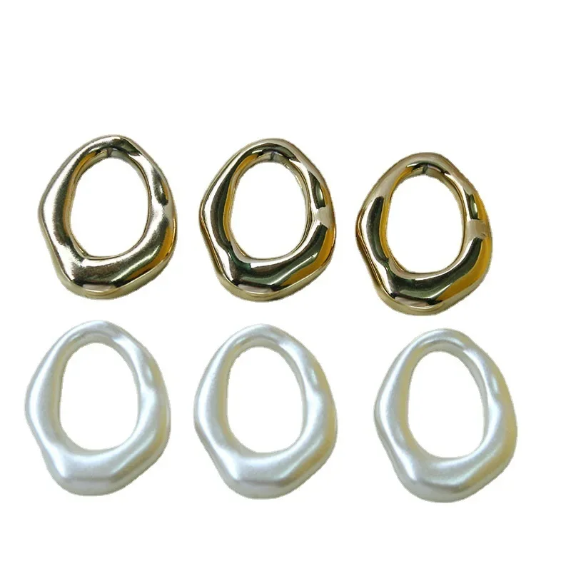 Ornament Crafts Miniature Figurines Miniature Ornament 5pcs European and American style metal texture irregular geometric hollow ring diy acrylic earrings pendant material