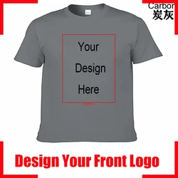 Customizable Men's Cotton T - Shirt with Personal Message, Available in Plus Sizes - XXXL (Carbon (Front Logo))