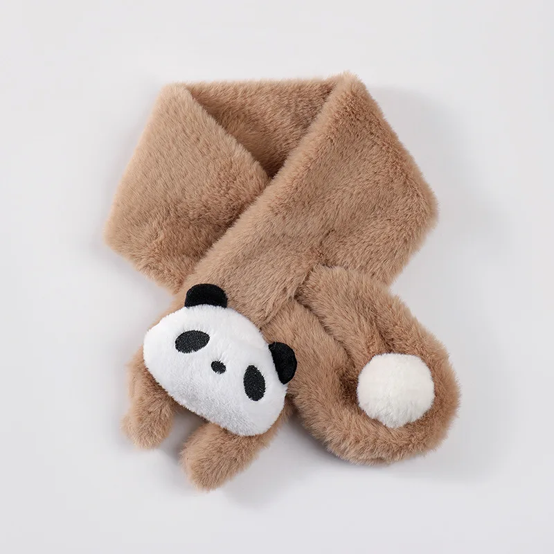 Cartoon Winter Baby Scarf Cute Panda Plush Scarves for Kids Boys Girls Korean Solid Color Children Warm Neckerchief