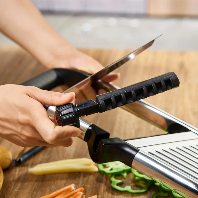 Multifunkcionális Mandolin Zöldségvágó Rozsdamentes Acél Burgonya Szeletelő Állítható Növényi Hagyma Reszelő Konyhai Szerszám Kiegészítők - Image 4