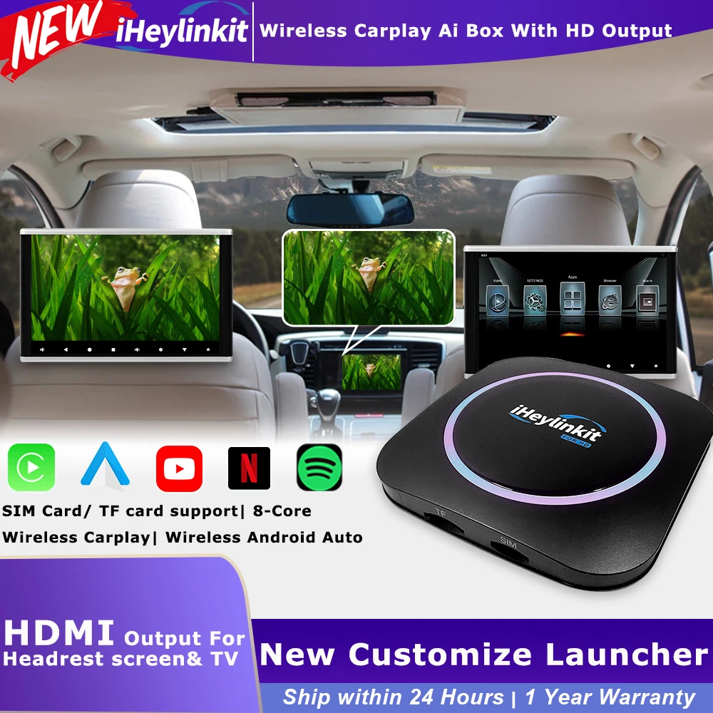 iHeylinkit New Carplay AI Box Wireless Android Auto Youtube Netflix