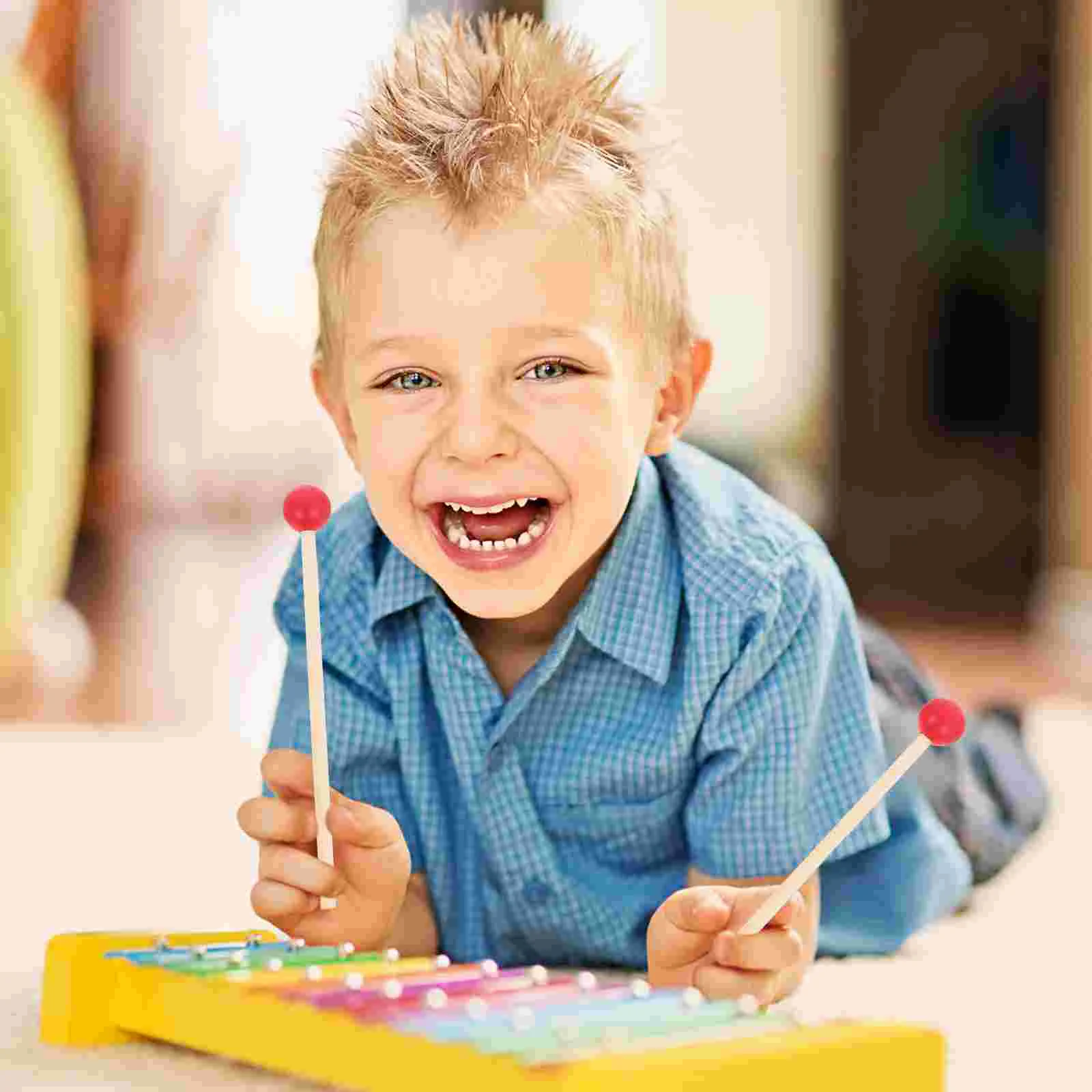 

12pcs Wood Mallets Percussion Sticks Red Round Drumsticks Musical Sticks for Kids Adults Gifts