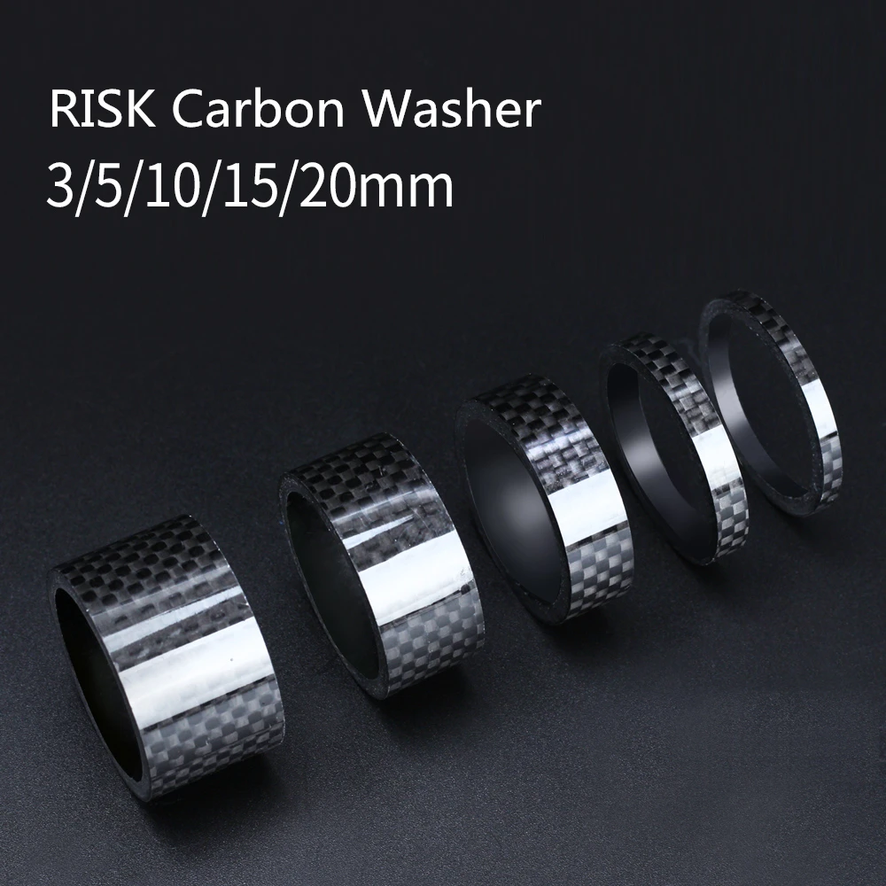 RISK 자전거 탄소 스템 스페이서, MTB 와셔 프론트 포크 28.6mm, MTB 자전거 방향 스페이서 스템 스페이서, 3K 광택, 3mm, 5mm, 10mm, 15mm, 20mm
