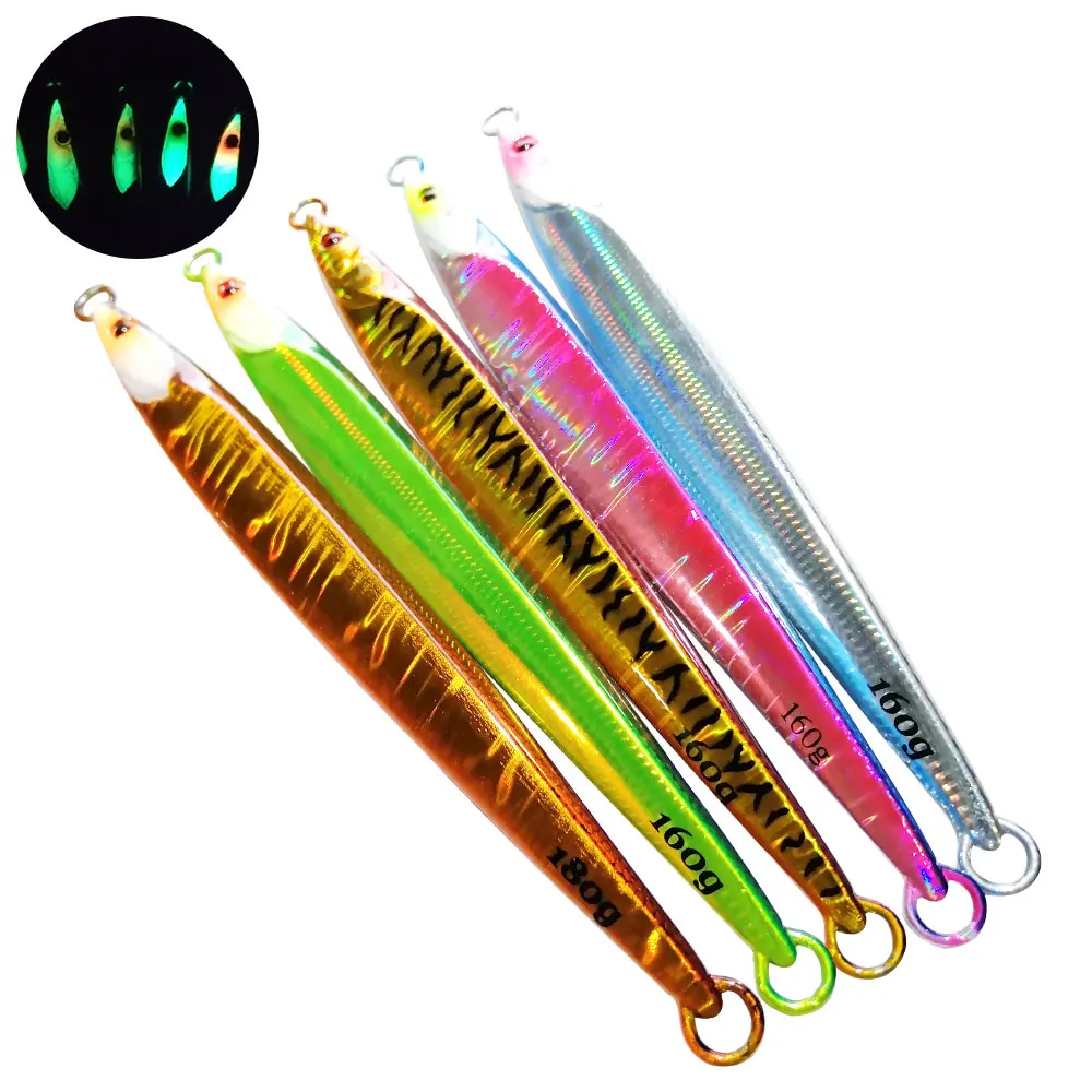 

AS Fast Jig Lure Fishing 130g160g180g210g Metal Vertical Glow Angler Hard Bait Sinking Speed Falling Jigging Pesca Bait