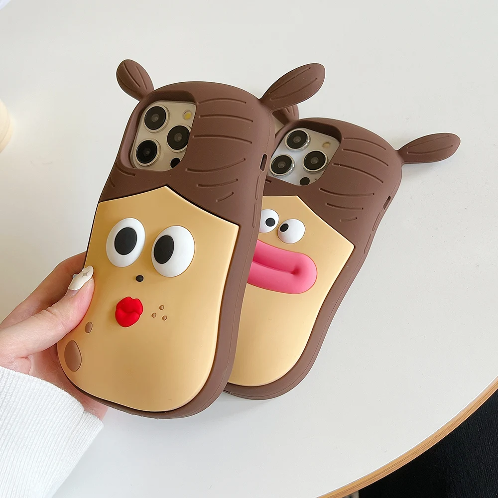 

3D Cartoon Funny Girl Case For iPhone 12 13 14 15 Pro Max Phone Cases Cover Super Cute Capas Silicone Lovely Sausage Mouth Funda
