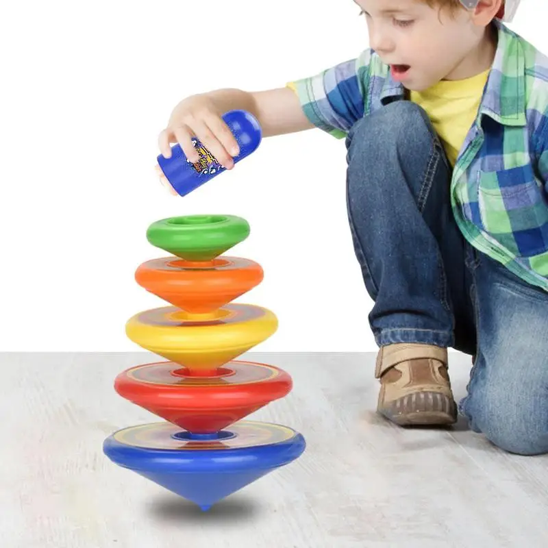 Spinning Top Spinning 4 Stack Tops Toy Colorful Top Ejection Toy