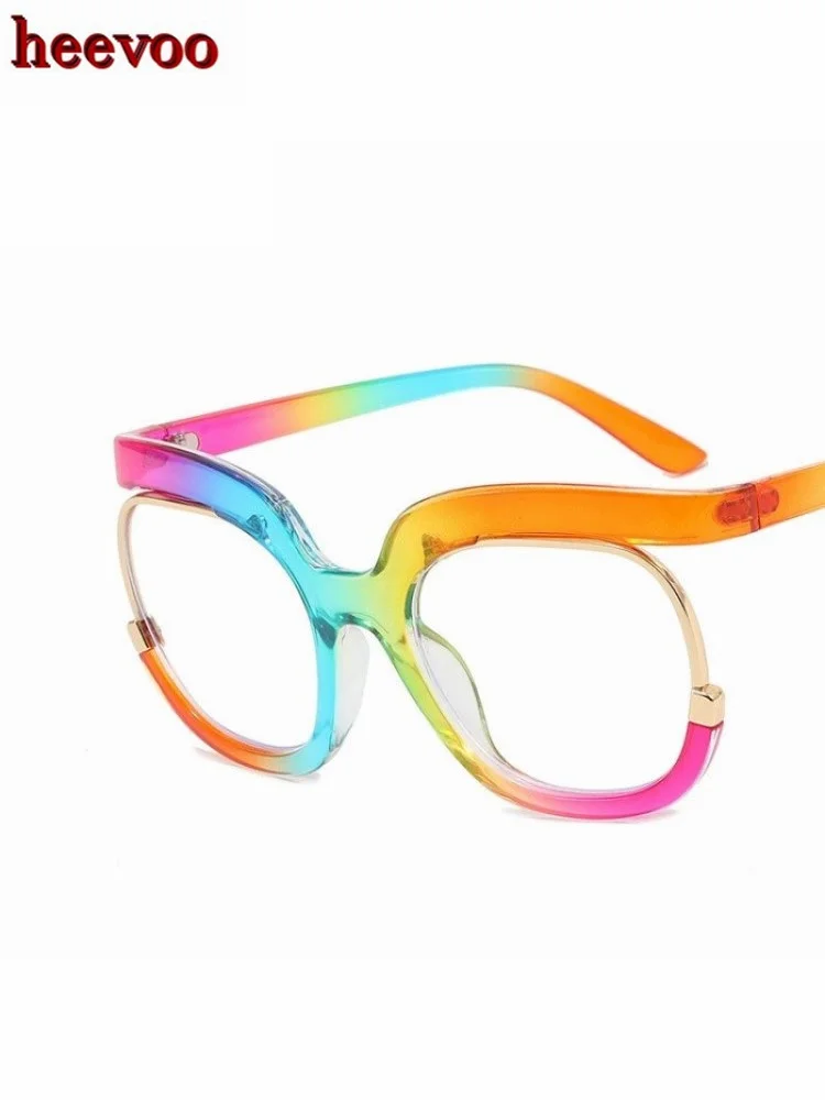 

Винтажная Радужная оправа для очков, модная круглая ретро-оправа для очков с защитой от синего света, женская оверсайз цветная оправа для большого лица, прозрачные очки