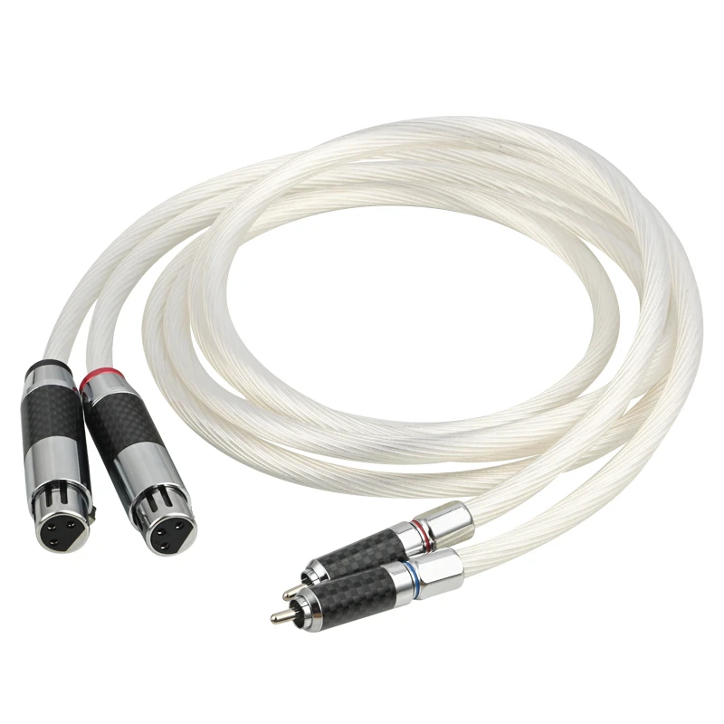 

5N OCC Silver Plated 2RCA To 2XLR Cable Carbon Fiber Rhodium Plating Plug HiFi Audio Power Amplifier Signal Connection Cable