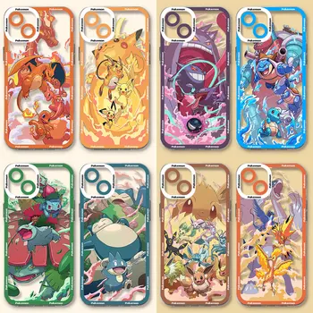 New Anime Pokémons Pikachu Hot Cool Phone Case For iPhone 16 15 14 13 12 11 Mini Pro Max X XR XSMax 7 8 Plus SE20 Transparent