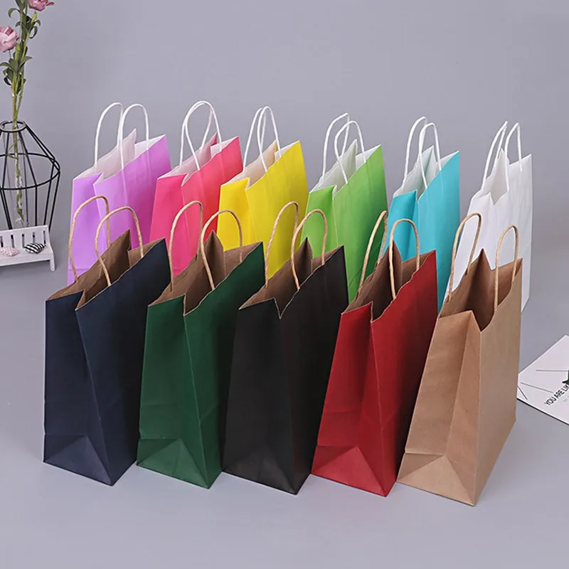 20 Pcs Multicolor Gift Bag 27 * 21 * 11Cm,Kraft Bag,Paper Bag