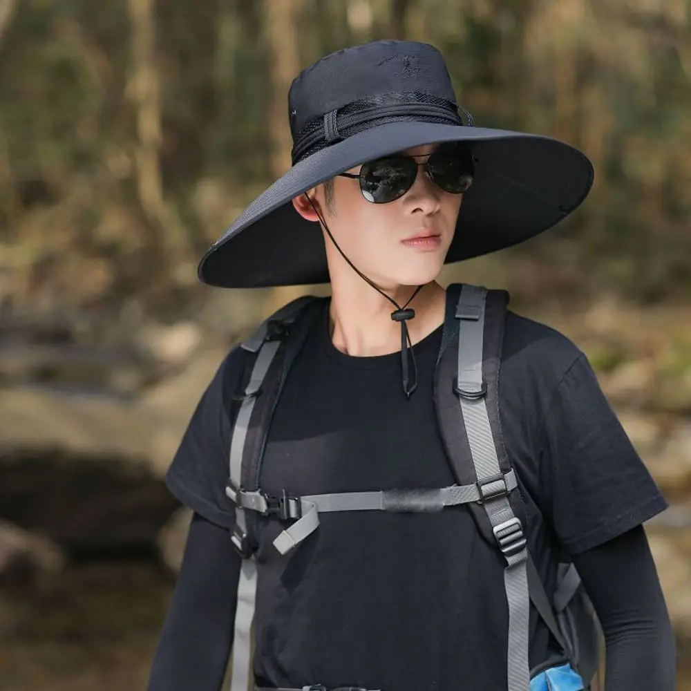 

Wide Brim Men Hat Ins Anti-UV Bandage Fish Hat Sun Protection Hat Men